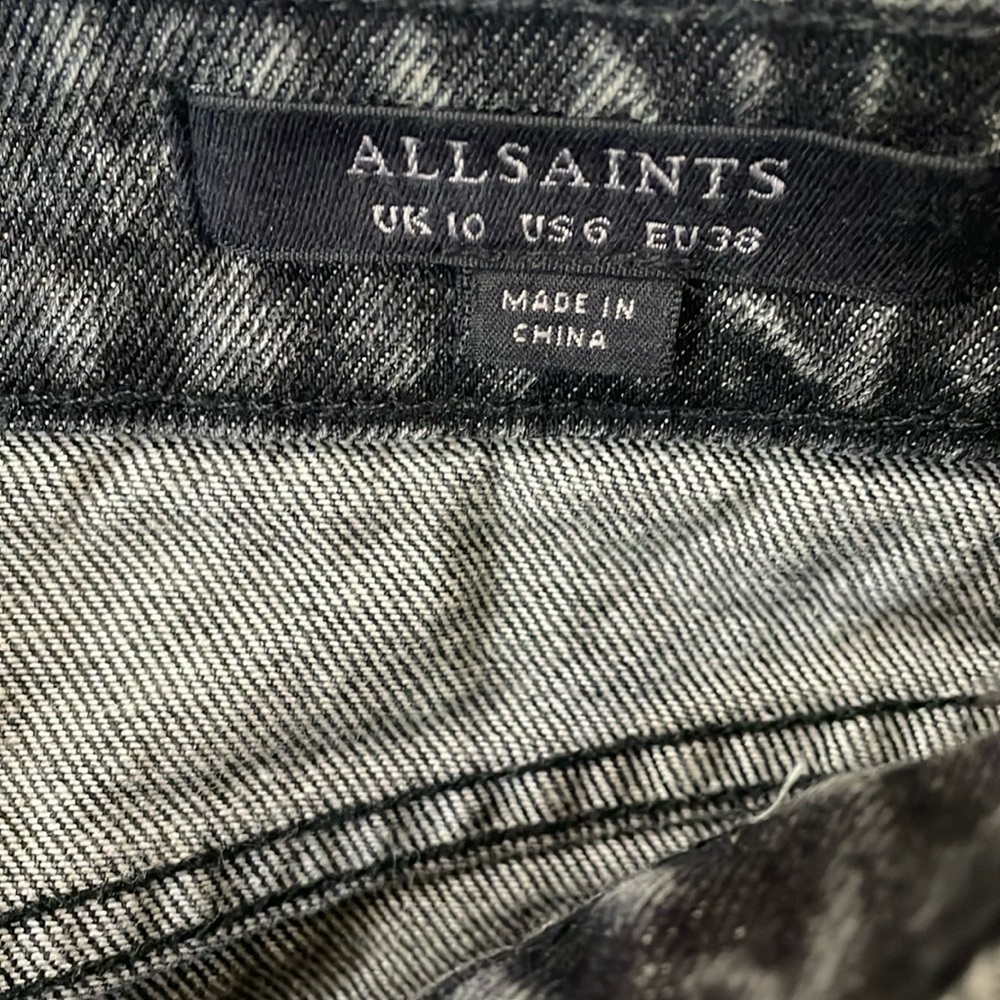 All Saints Charcoal Distressed Mini Skirt - Picture 3 of 11